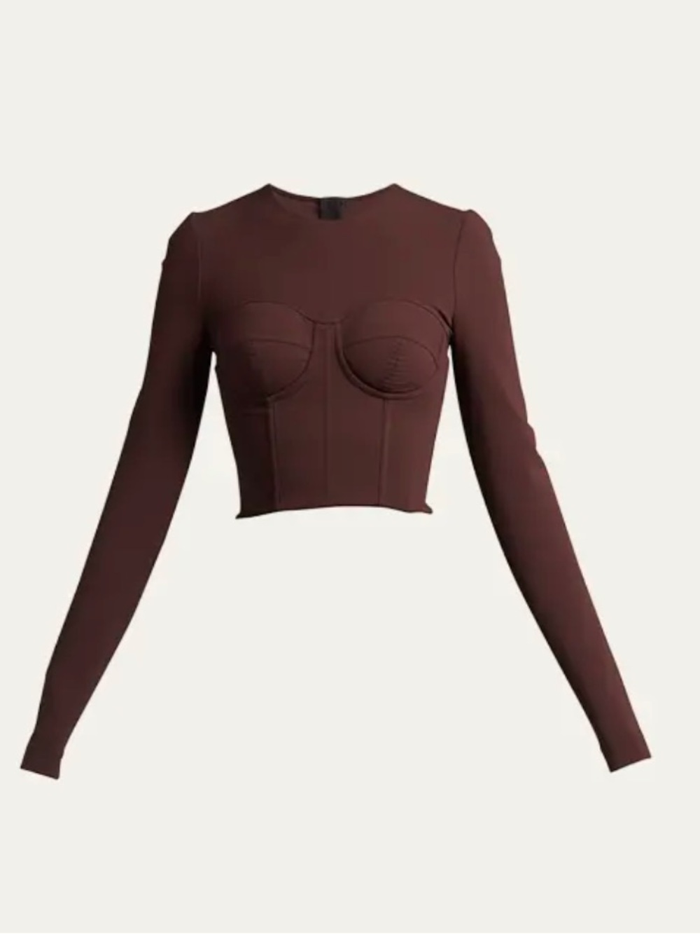 Dolce & Gabbana Chocolate Brown Long-Sleeve Corset Top